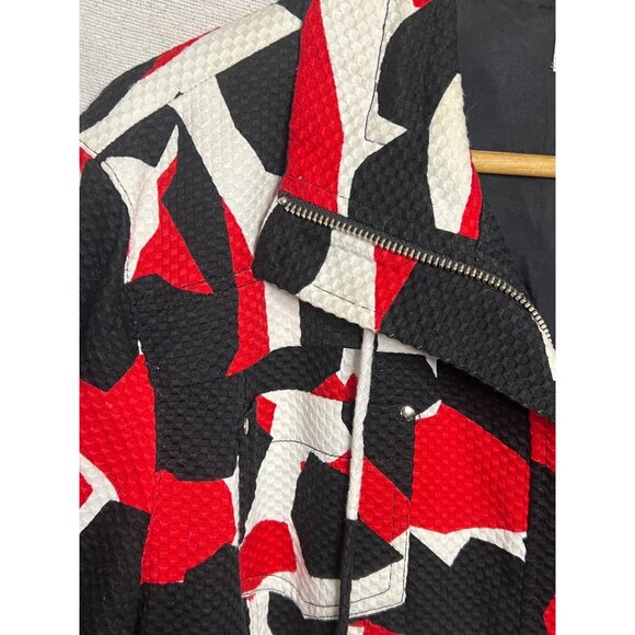 Chicos Victory Red Black White Abstract Jacket Size 3/XL Cotton Blend Boho flaw - Picture 16 of 16